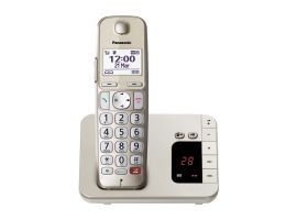 KX-TGE250GN - Digitales Schnurloses Telefon, 1 Mobilteil, Anrufersperre, einfacher Lautstärkeregelung, Hörgerätekompatibel, champager