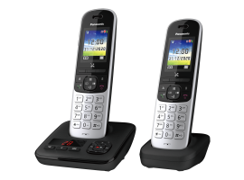 KX-TGH722GS - Schnurloses Telefon, Anrufbeantworter, 2 Mobilteile, Anrufersperre, natürliches Freisprechen, silber/schwarz