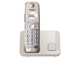 KX-TGE210NLN - Draadloze telefoon met 1 handset, Oproepblokkering, Compatibel met gehoorapparaten, champagnkleurig