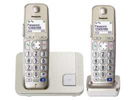KX-TGE2212NLN - Draadloze telefoon met 2 handset, Oproepblokkering, Compatibel met gehoorapparaten, champagnkleurig