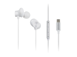 RP-TCM225DEW - In-ear hoofdtelefoon met USB-C-aansluiting, verwisselbare oorstukken (S/M/L) en een 1,2 m lange kabel met geïntegreerde microfoon en afstandsbediening.