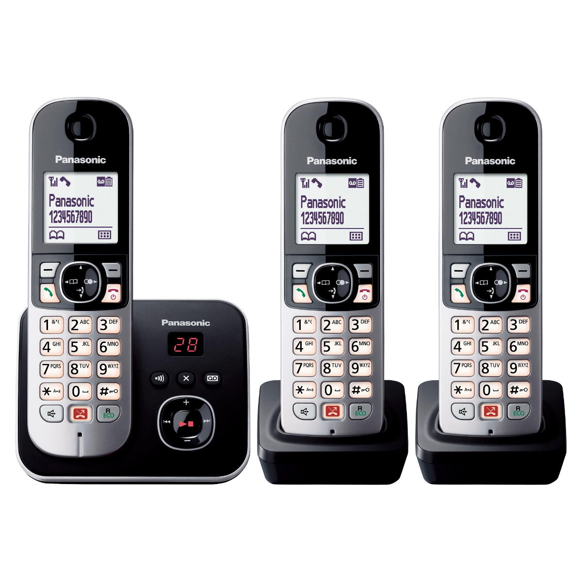 Schnurloses Digitaltelefon mit Anrufbeantworter und 3 Mobilteilen KX-TG6863
