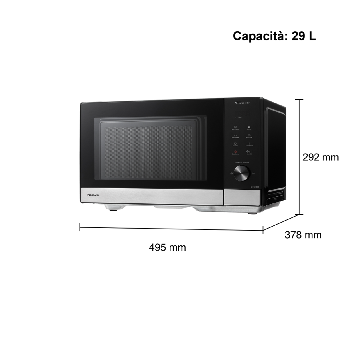 Microonde Inverter Solo 29L - 11 Programmi Automatici, 1000W