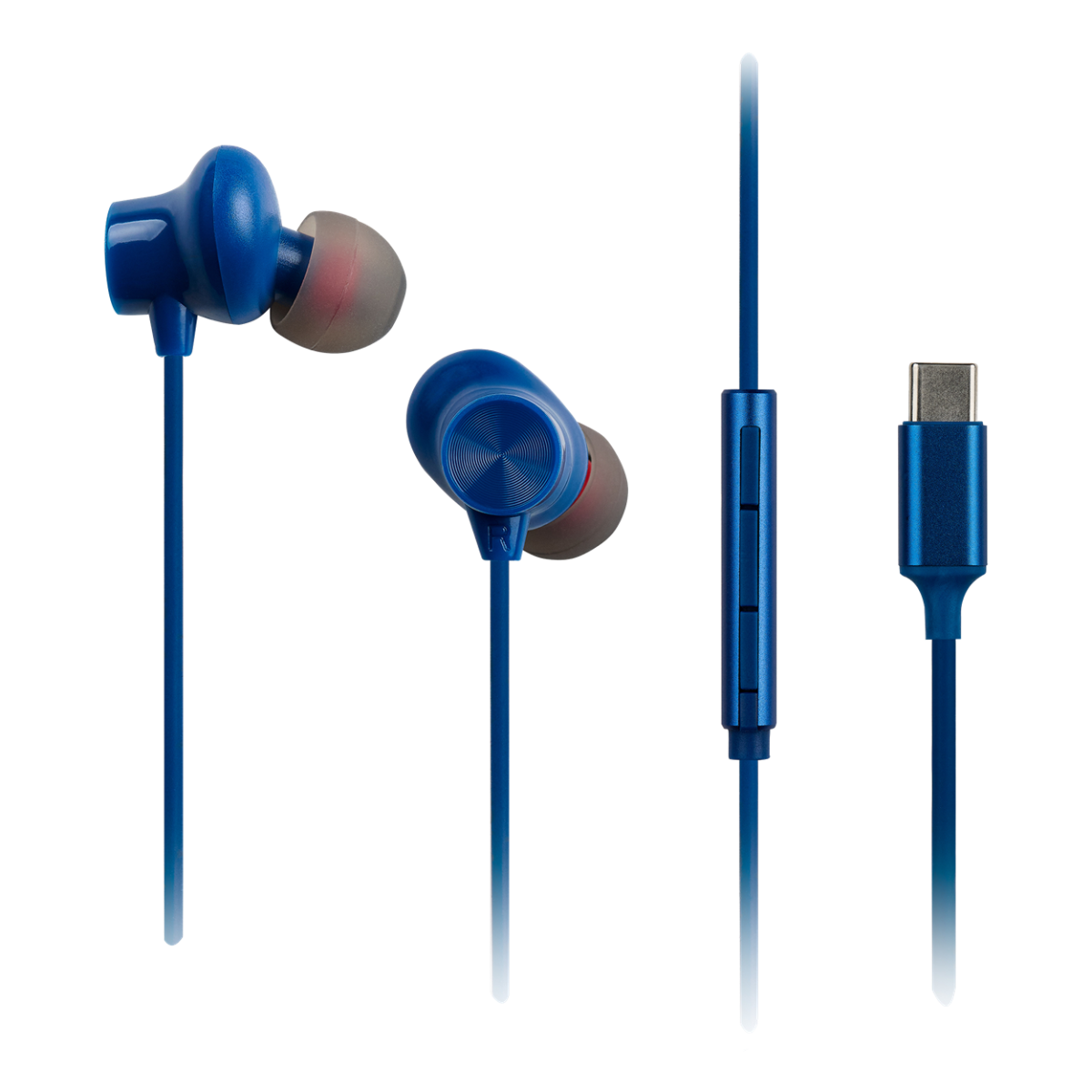 ?couteurs filaire intra-auriculaire, micro, USB-C, micro - bleu