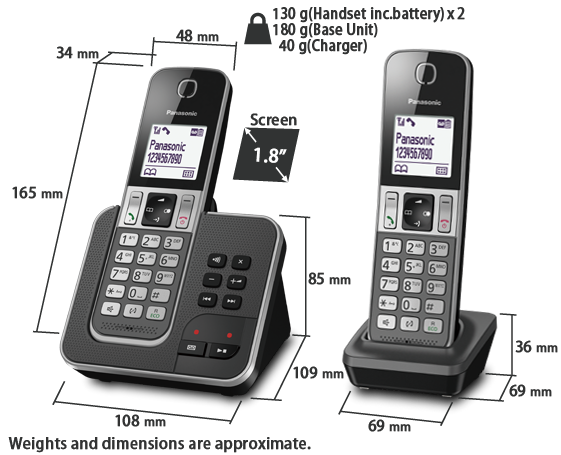 KX-TGD322FRG - T?l?phone sans fil avec 2 combin?s, rouge-gris