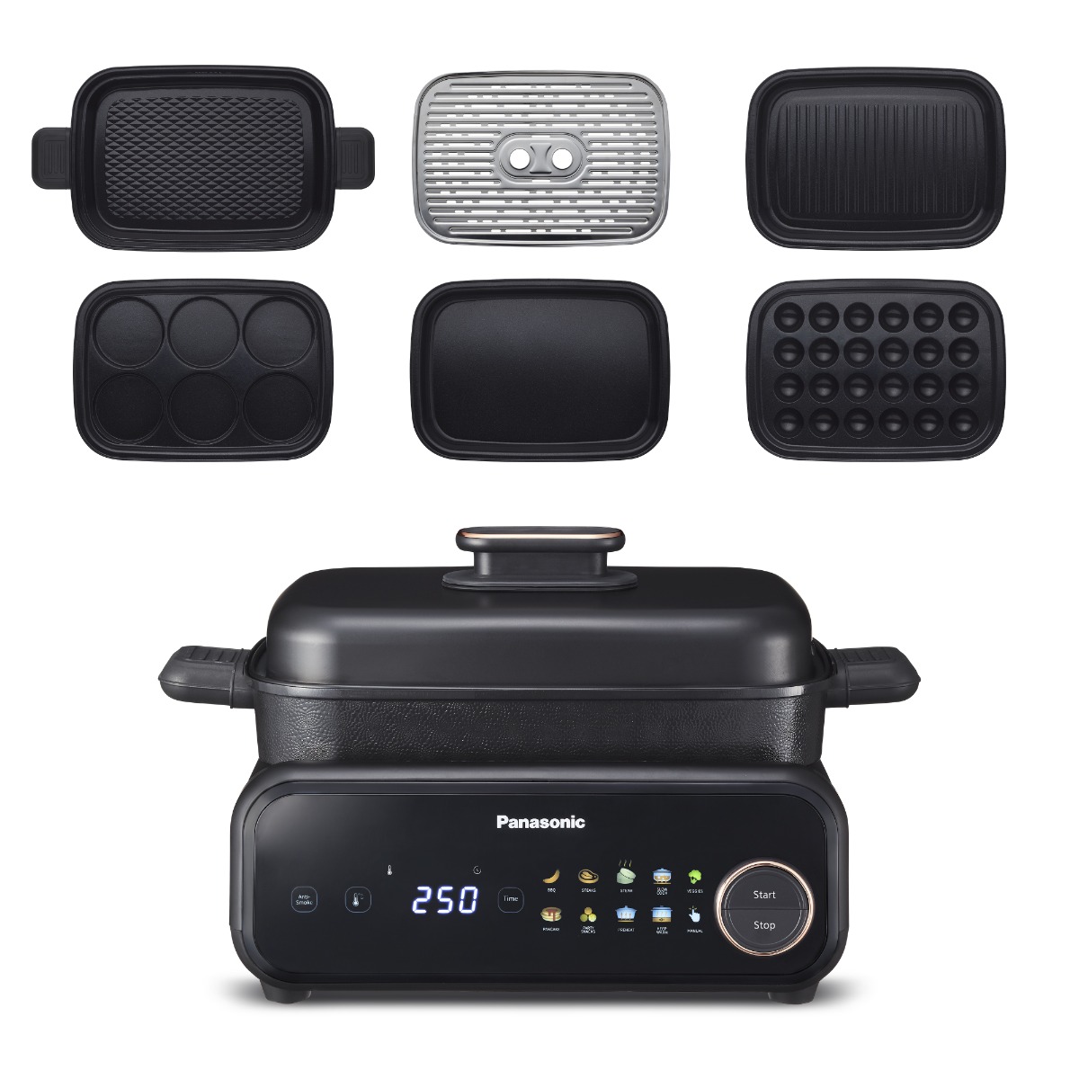 Multicuiseur de table, extracteur de fum?e, 6 accessoires, noir